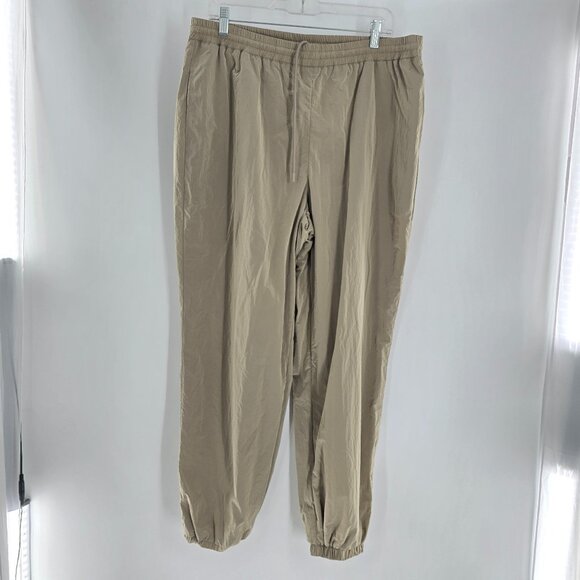 Good American Essential Track Pants Joggers Size XL Medium Brown High Rise Nylon - Picture 1 of 7